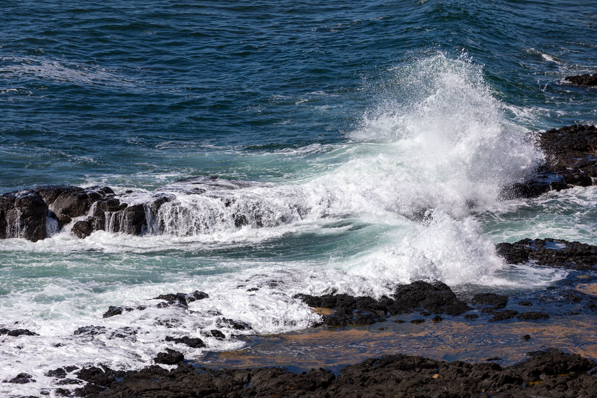 The black rocks and waves