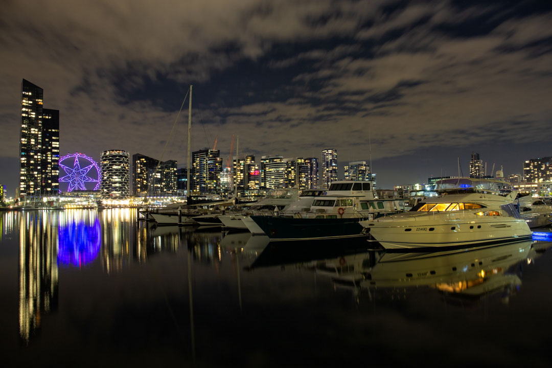 Beautiful yacht at night